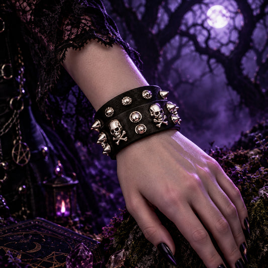 Grimfang Skull Rivet Bracelet