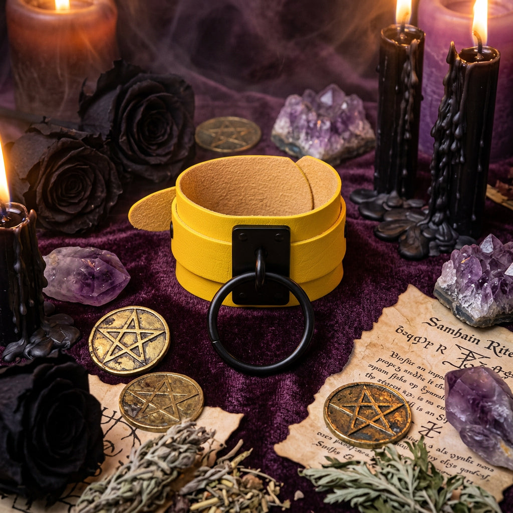 Gothic O-Shaped PU Bracelet with Metal Accents Sorceress Sanctuary