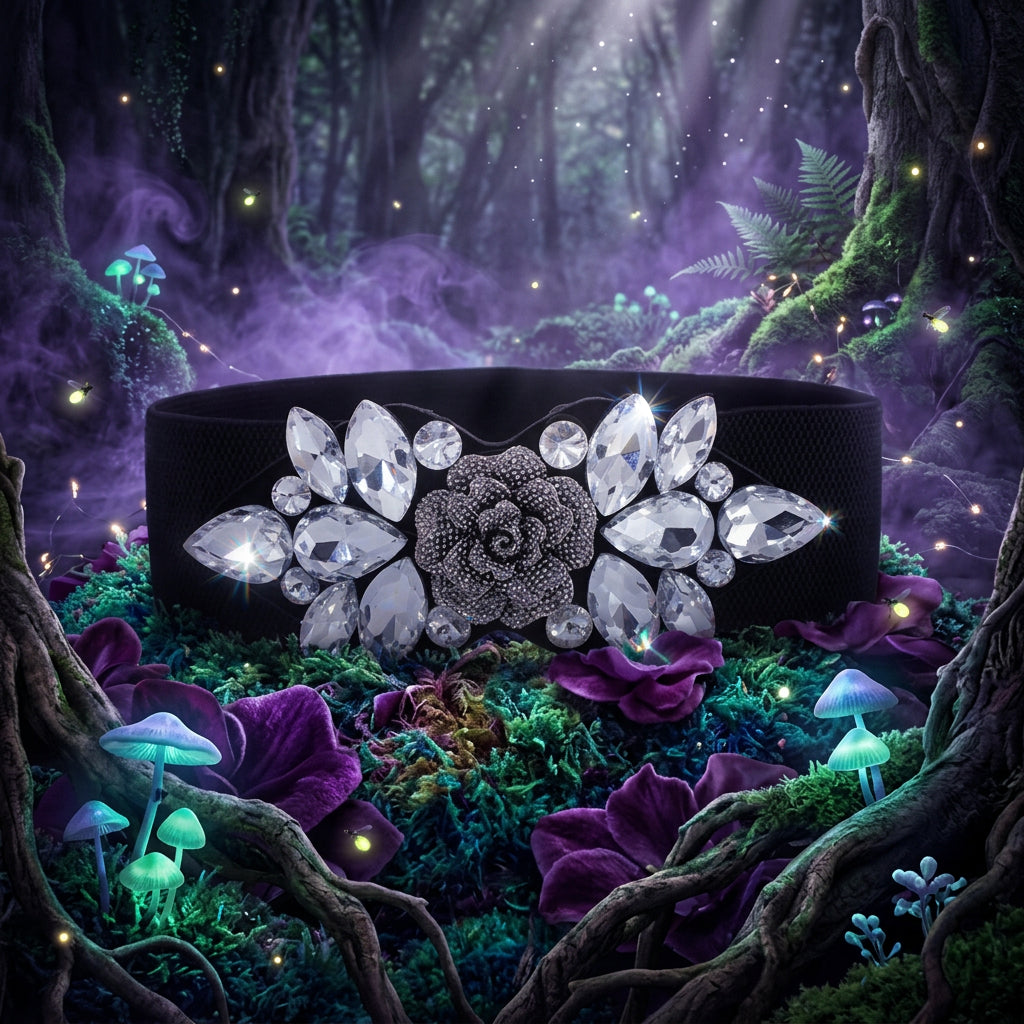 Midnight Rose Rhinestone Belt, view 4