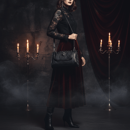Crossbody Bag with Skull Design and Studs Sorceress Sanctuary