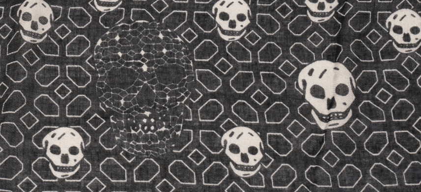 Halloween Skull Scarf - Black and White Design Sorceress Sanctuary