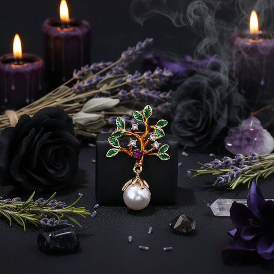 Pearl Brooch - Elegant Tree of Life Design Sorceress Sanctuary