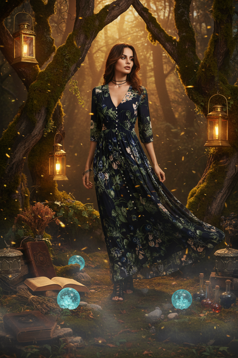 Bohemian Vintage Print Maxi Dress for Women 2020 Sorceress Sanctuary