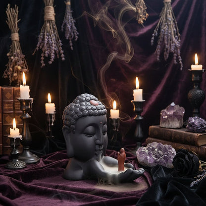 Ceramic Buddha Backflow Incense Burner for Home Decor Sorceress Sanctuary
