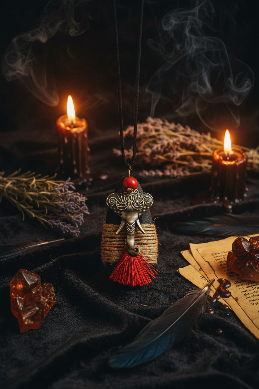 Wooden Elephant Tassel Necklace Sorceress Sanctuary