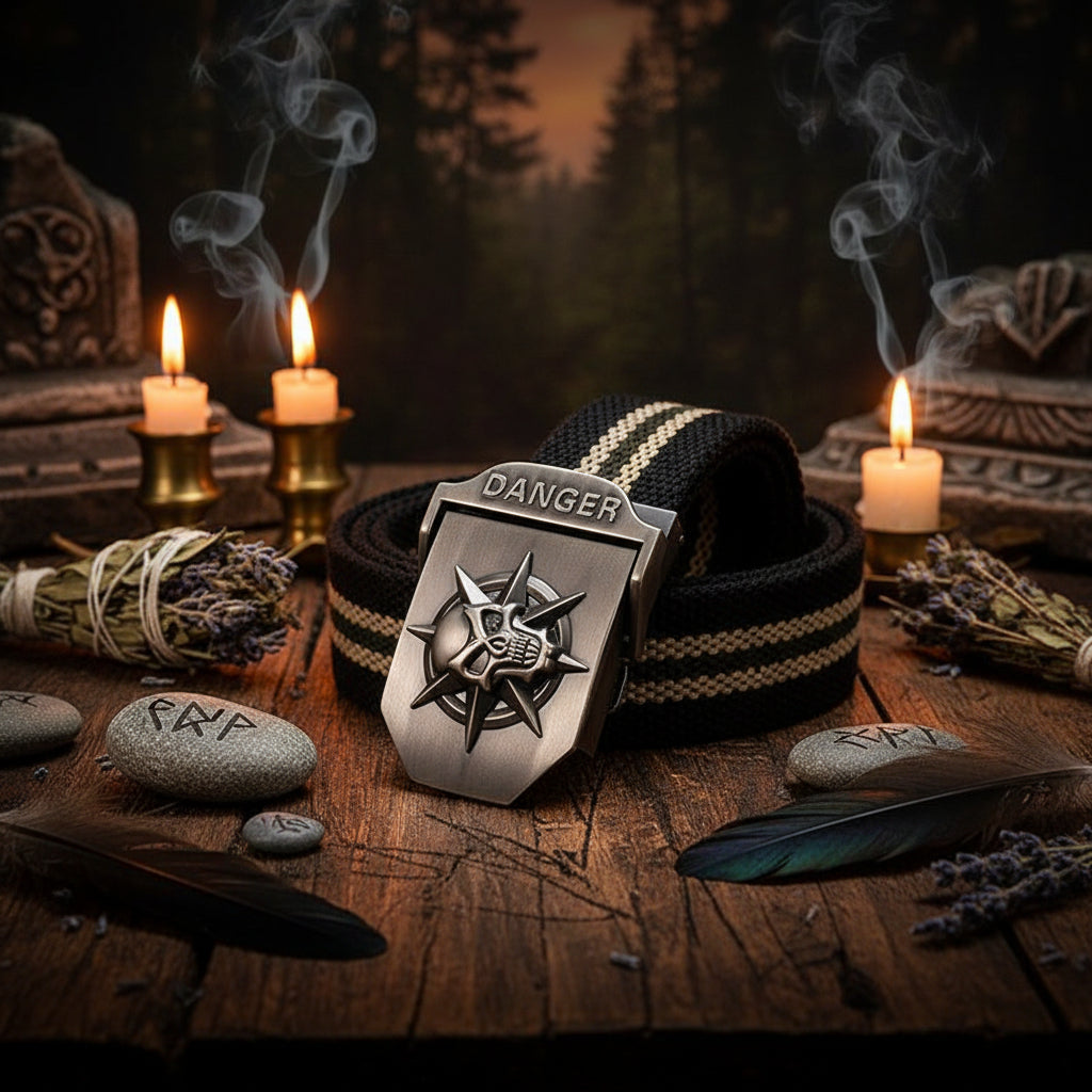 Men's Skull Automatic Buckle Canvas Belt (Wholesale) Sorceress Sanctuary