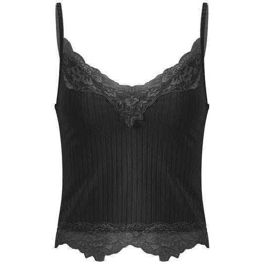 Lace Cut Y2K E-Girls Fairy Style Rib Knit Tank Top Sorceress Sanctuary