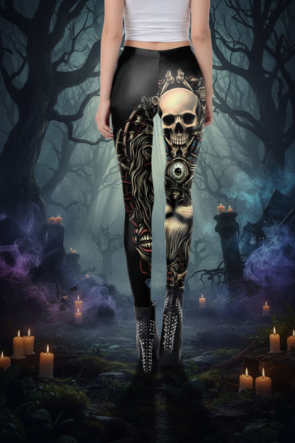 Digital Print Yoga Leggings with Skull Design for Women Sorceress Sanctuary