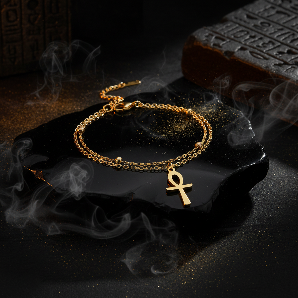 Egyptian Ankh Cross Stainless Steel Ankle Bracelet Sorceress Sanctuary