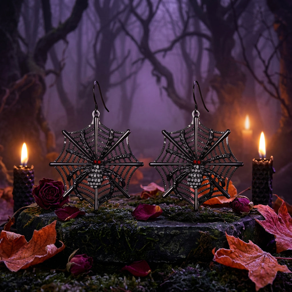 Halloween Spider Earrings - Alloy Metal Jewelry Sorceress Sanctuary