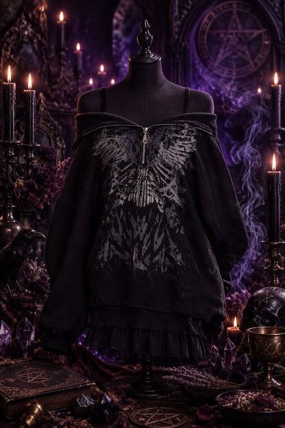 Moonwing Coven Hoodie, detail view