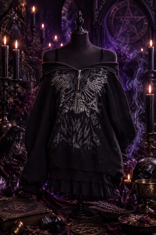 Moonwing Coven Hoodie, detail view