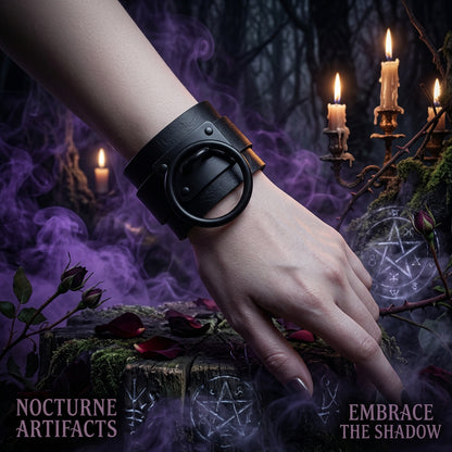 Gothic O-Shaped PU Bracelet with Metal Accents Sorceress Sanctuary