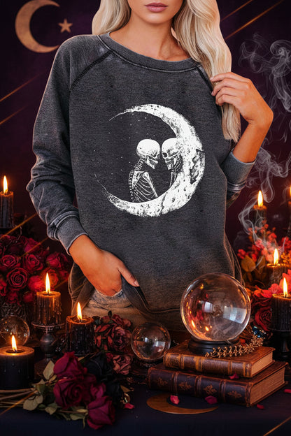 Funky Print Halloween Skull Sweatshirt for Women Sorceress Sanctuary