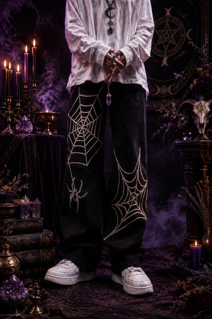 Widowspell Spider Web Trousers, close up detail