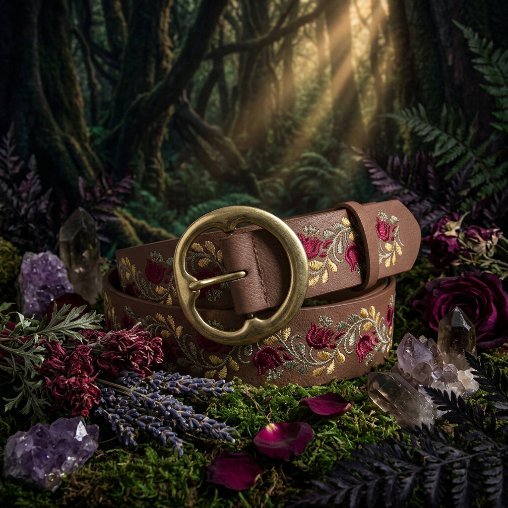 Wildflower Embroidered Boho Belt, view 2