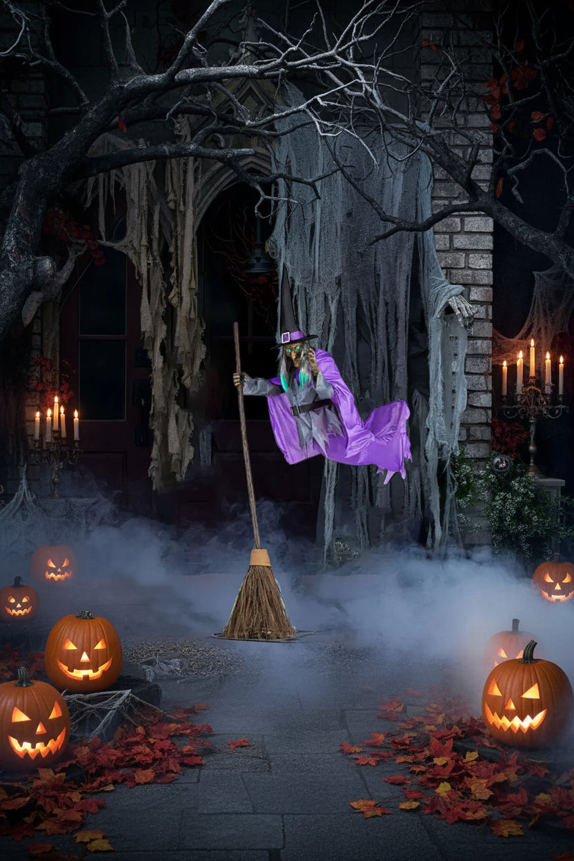 Halloween Flying Witch with Scary Sound Sorceress Sanctuary