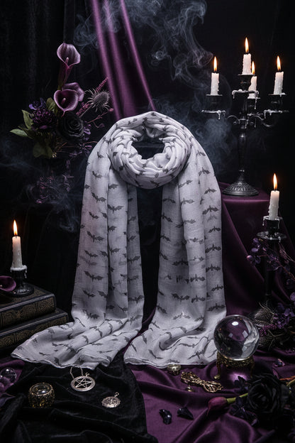 New Halloween Bat Print Paris Chiffon Scarf Sorceress Sanctuary