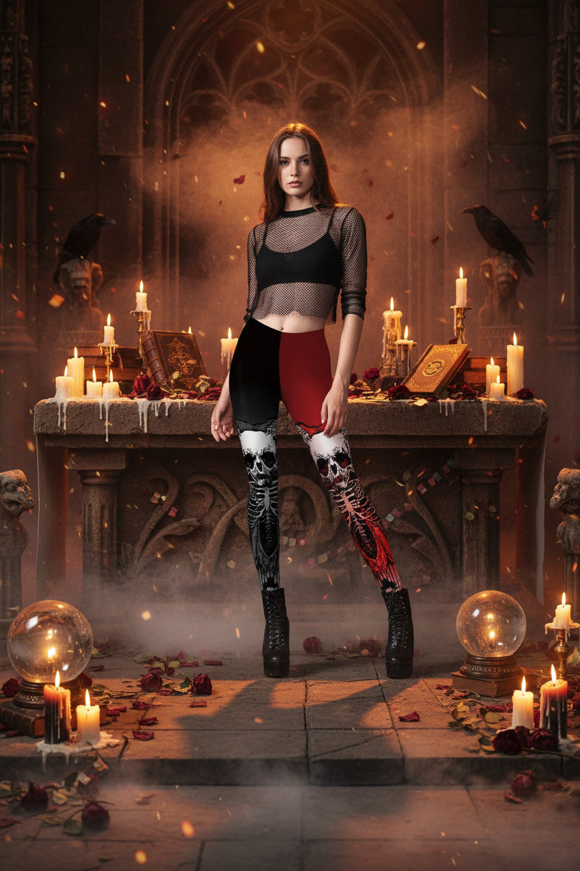 Women's Skull Pattern Digital Print Yoga Pants Sorceress Sanctuary
