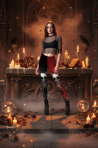 Women's Skull Pattern Digital Print Yoga Pants Sorceress Sanctuary