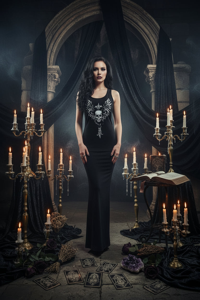 Halloween Skull Digital Print Tank Top, Breathable Fit Sorceress Sanctuary