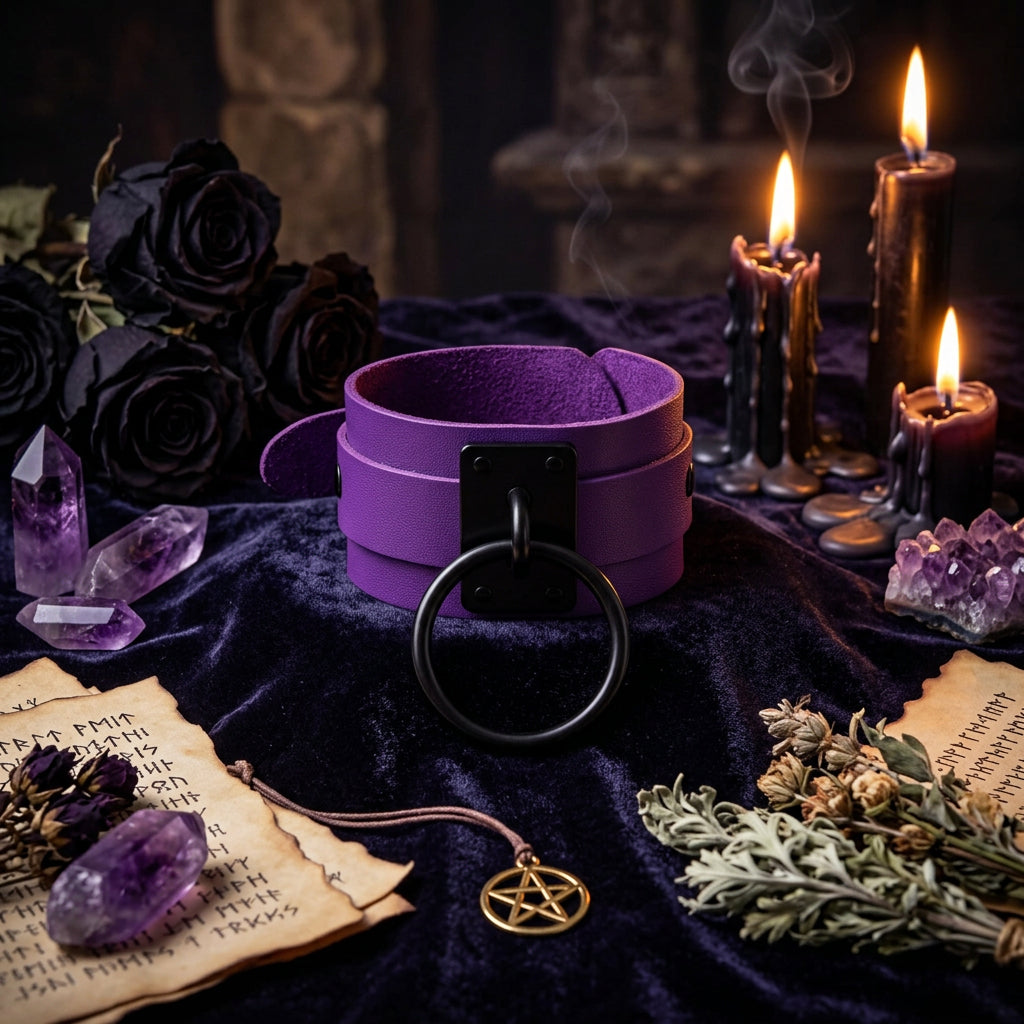 Gothic O-Shaped PU Bracelet with Metal Accents Sorceress Sanctuary