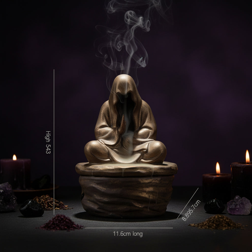 Monk Incense Holder - Sorceress Sanctuary Wu Xiang Pan Incense Burner (with Incense Holder)-Wu Xiang Pan Incense Burner (with Incense Holder) + Zen Joy Sandalwood-Wu Xiang Pan Incense Burner (with Incense Holder) + Bodhi Agarwood-Wu Xiang Pan Incense Burner (with Incense Holder) + Aged Mugwort-Wu Xiang Pan Incense Burner (with Incense Holder) + Royal Thuja