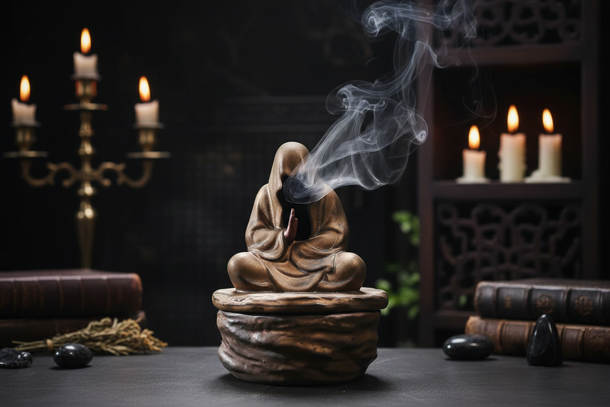 Monk Incense Holder - Sorceress Sanctuary Wu Xiang Pan Incense Burner (with Incense Holder)-Wu Xiang Pan Incense Burner (with Incense Holder) + Zen Joy Sandalwood-Wu Xiang Pan Incense Burner (with Incense Holder) + Bodhi Agarwood-Wu Xiang Pan Incense Burner (with Incense Holder) + Aged Mugwort-Wu Xiang Pan Incense Burner (with Incense Holder) + Royal Thuja
