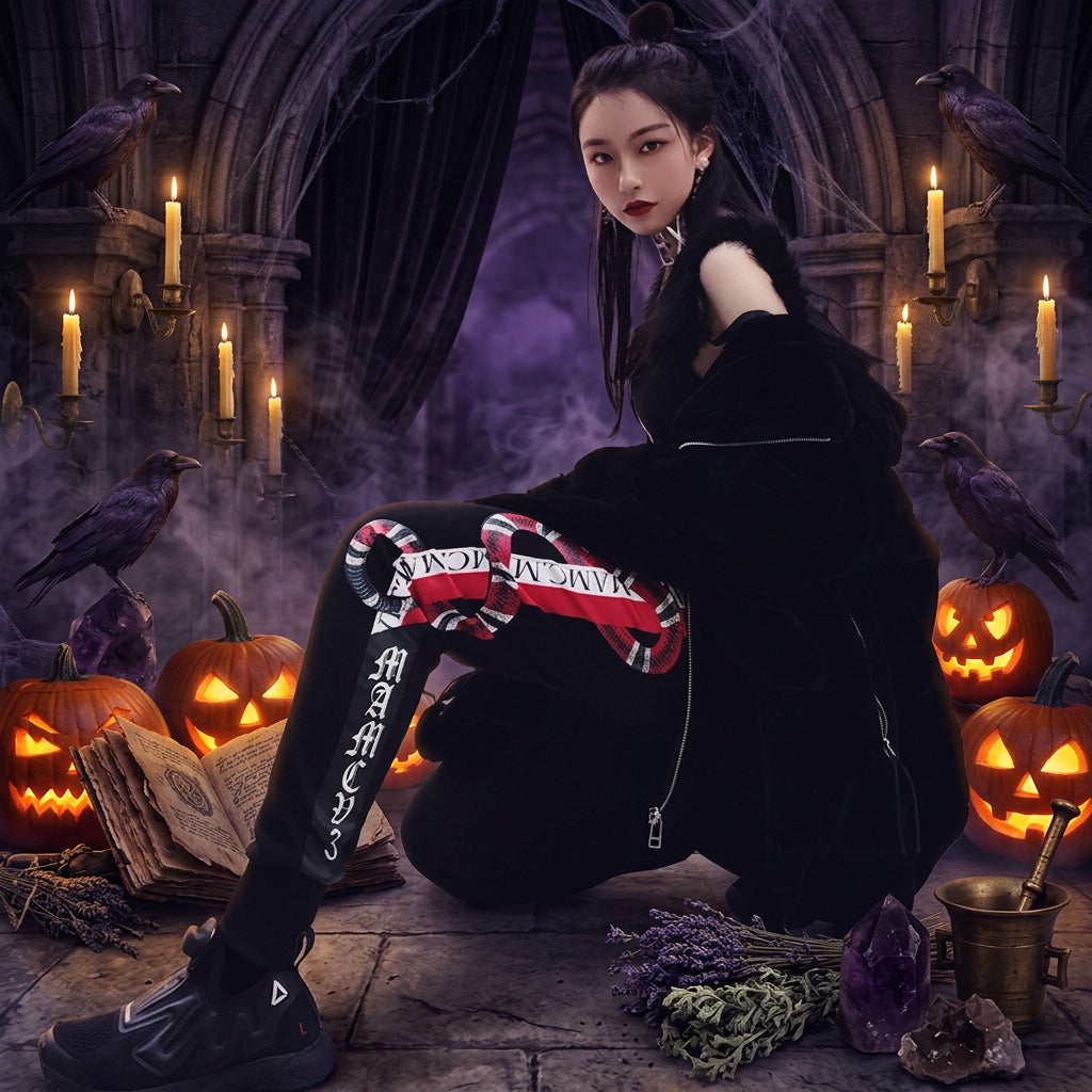 Coral Snake Gothic Style Jogger Pants for Casual Wear Sorceress Sanctuary