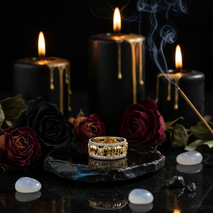 Gold Elephant Ring with Zircon Stones Sorceress Sanctuary