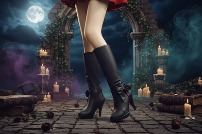 Bowknot Chunky Heel Round Toe Martin Boots Sorceress Sanctuary