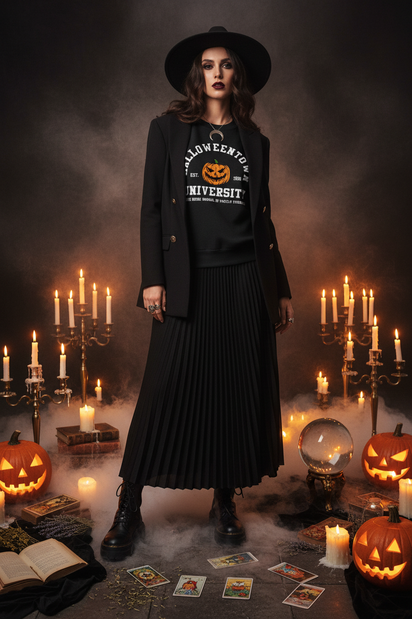 Colorful Pumpkin Printed Halloween Sweater Sorceress Sanctuary