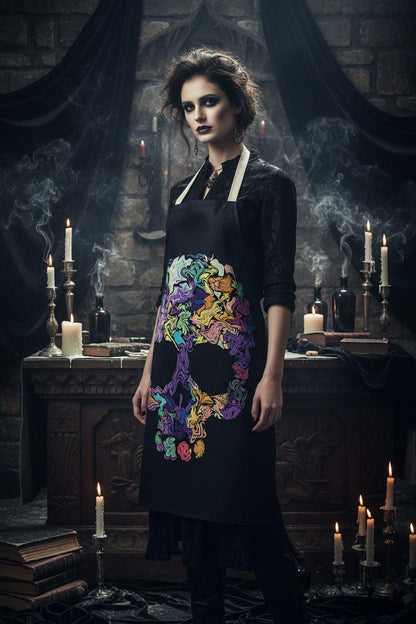 Skull Series Creative Cotton and Linen Apron Sorceress Sanctuary