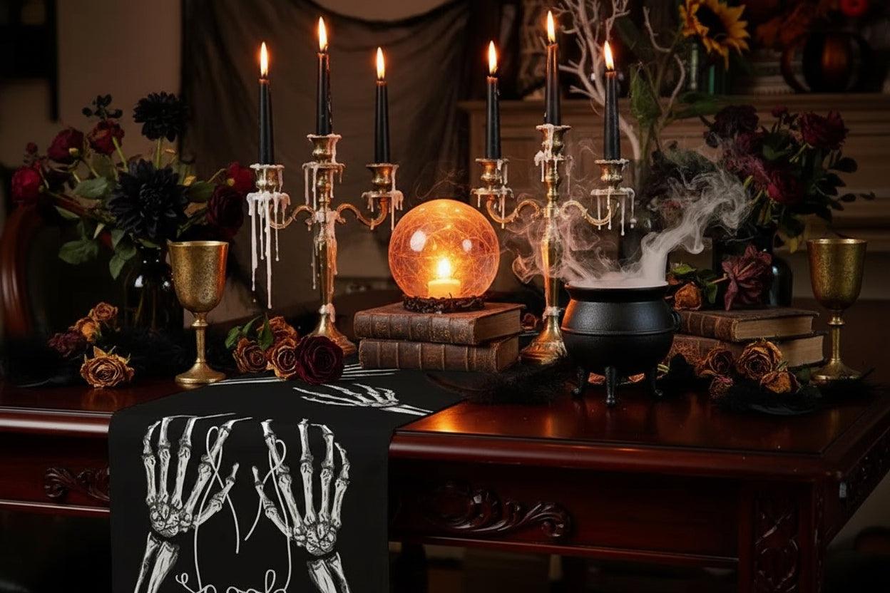 Halloween Day of the Dead Skeleton Ghost Table Flag Sorceress Sanctuary