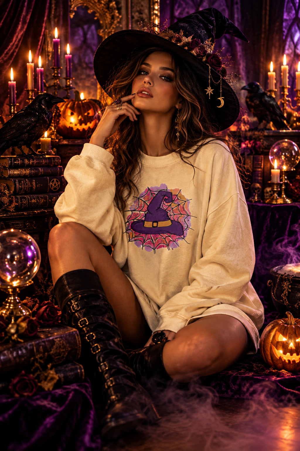 Halloween Print Loose Sweater, product photo 9