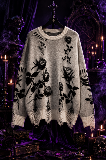 Blackthorn Rose Grunge Jumper, close up detail