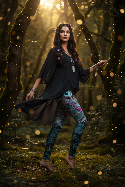 Fashion Digital Print Leggings - Slim Fit Ankle Pants Sorceress Sanctuary