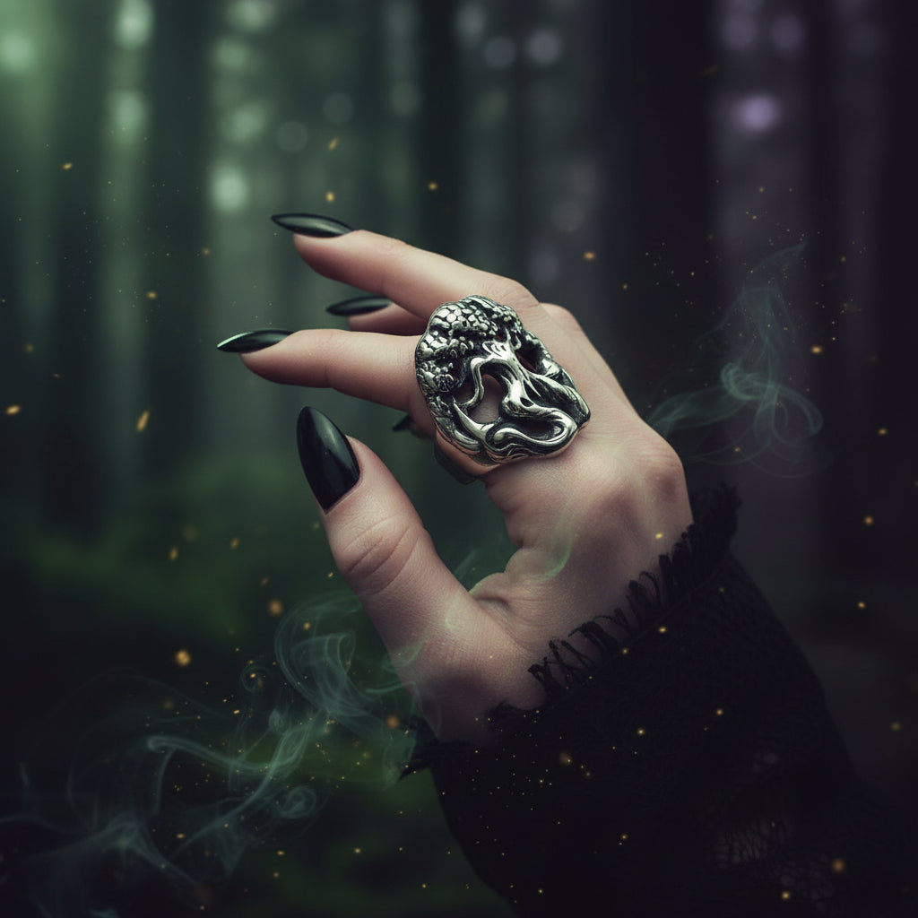 Tree of Life Titanium Ring - Religious Totem Design Sorceress Sanctuary