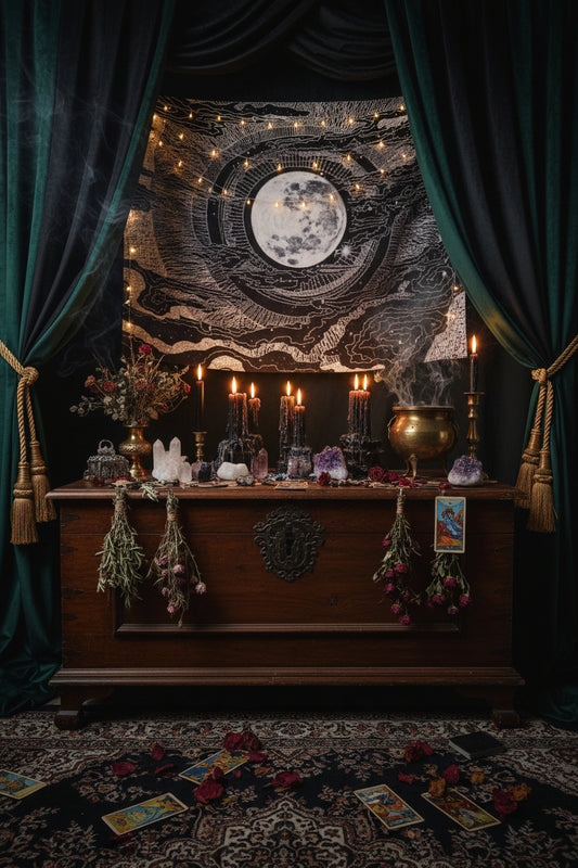 Black and White Moon Tapestry Sorceress Sanctuary