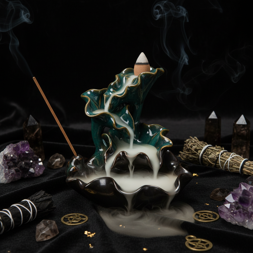 Decorative incense burner with a dragon design on a dark background