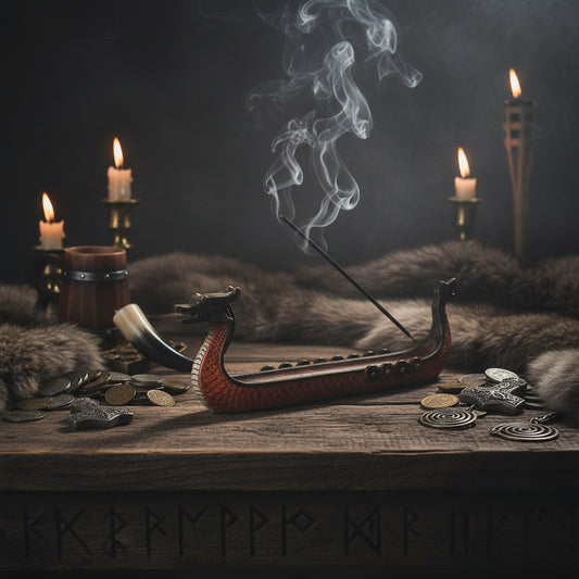 Wooden dragon boat incense burner on a white background