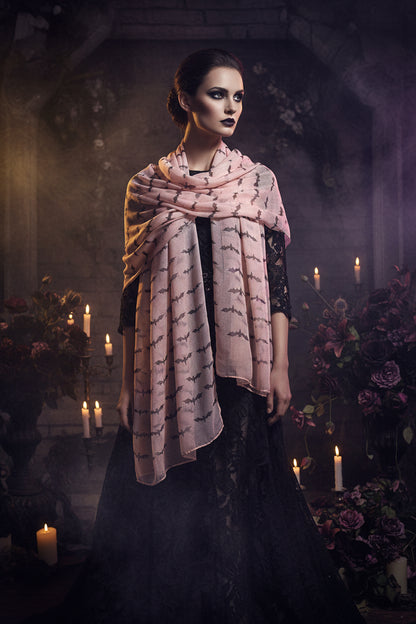 New Halloween Bat Print Paris Chiffon Scarf Sorceress Sanctuary