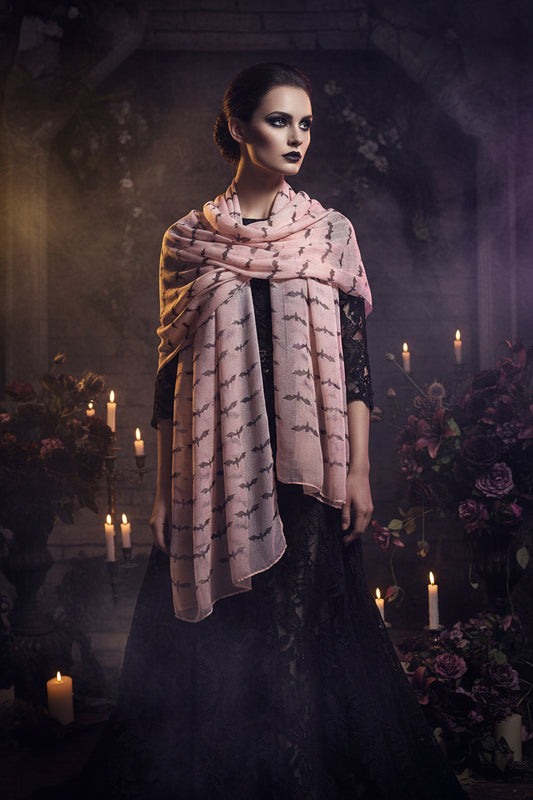 New Halloween Bat Print Paris Chiffon Scarf Sorceress Sanctuary