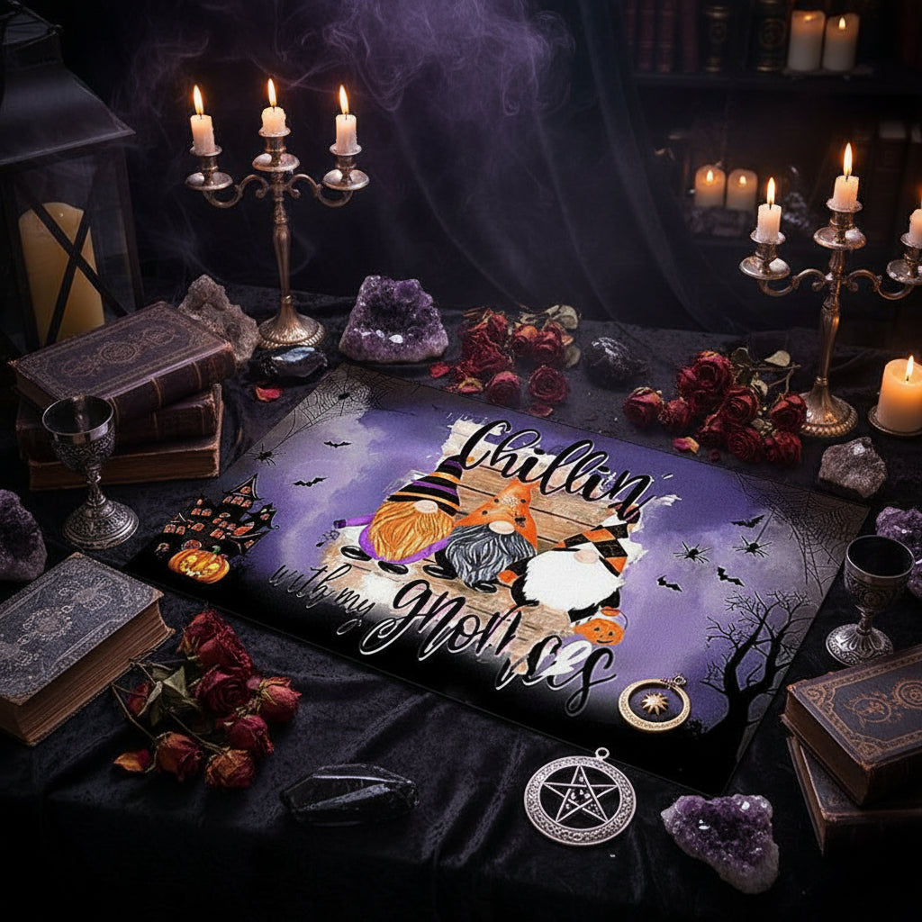 Halloween Pumpkin Bat Door Mat with Creepy Decor Sorceress Sanctuary