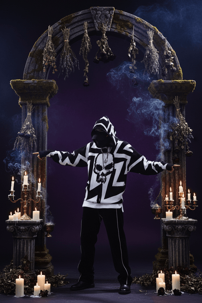 Couple's Loose Hoodie Sweater with Skull Design Sorceress Sanctuary