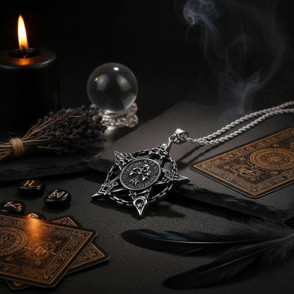 Titanium Steel Skull Pendant with Vintage Star Necklace Sorceress Sanctuary
