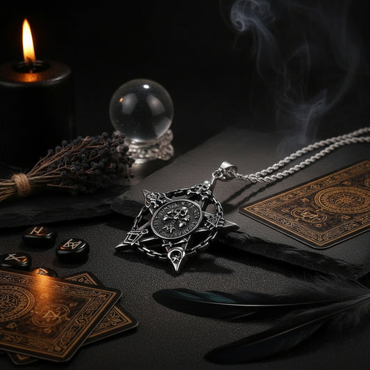 Titanium Steel Skull Pendant with Vintage Star Necklace Sorceress Sanctuary