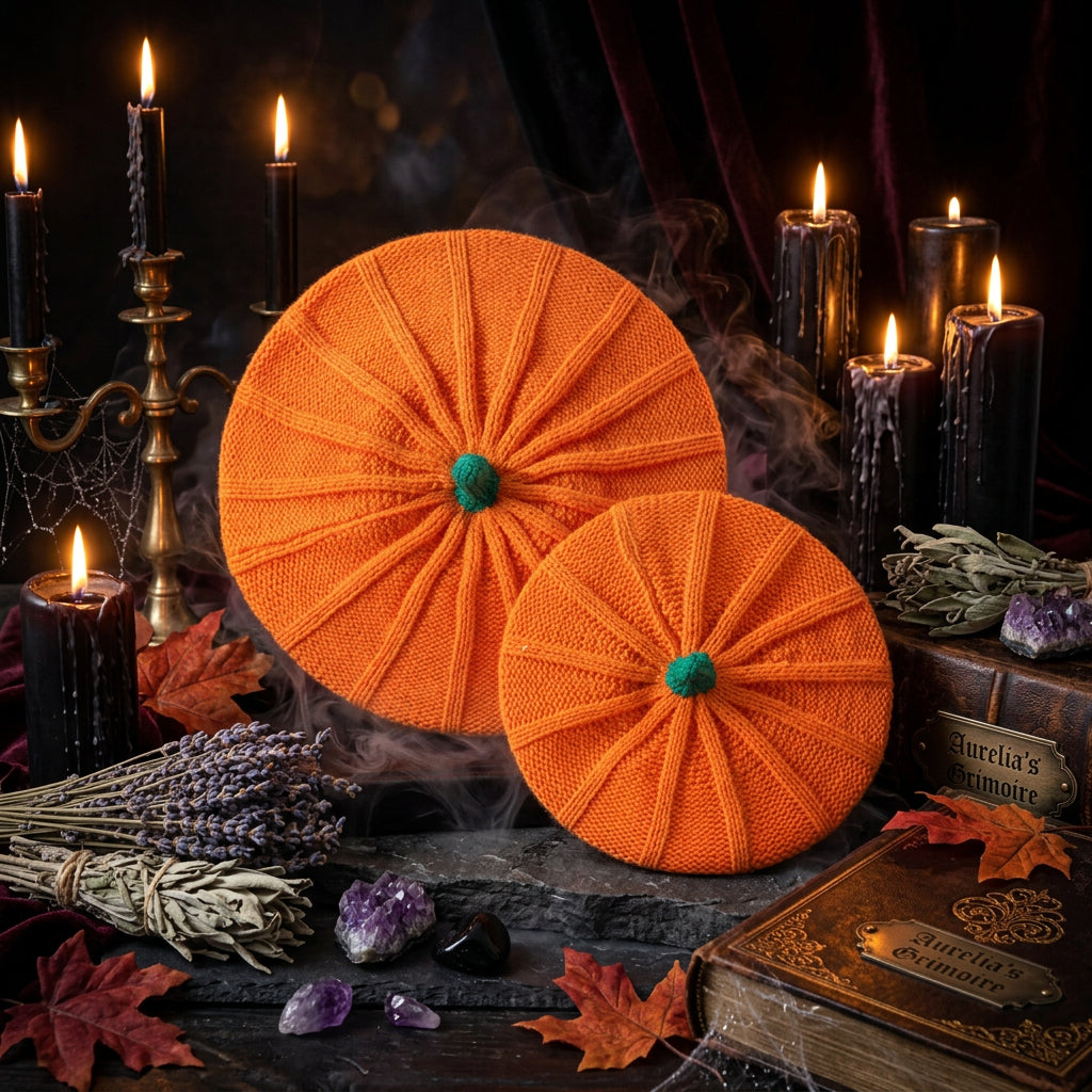 Cute Orange Knitted Halloween Pumpkin Hat for Kids & Parents Sorceress Sanctuary