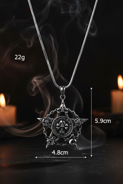 Titanium Steel Skull Pendant with Vintage Star Necklace Sorceress Sanctuary