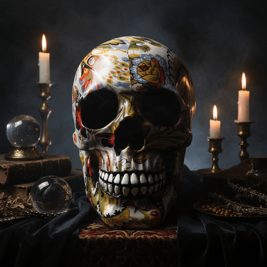 Creative Colorful Skull Flower Painting Desktop Decor Sorceress Sanctuary